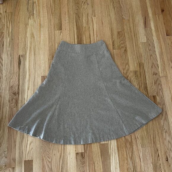 vtg 80s wool‎ midi skirt flared retro rodeo western beige neutral minimalist 9 - Picture 3 of 8